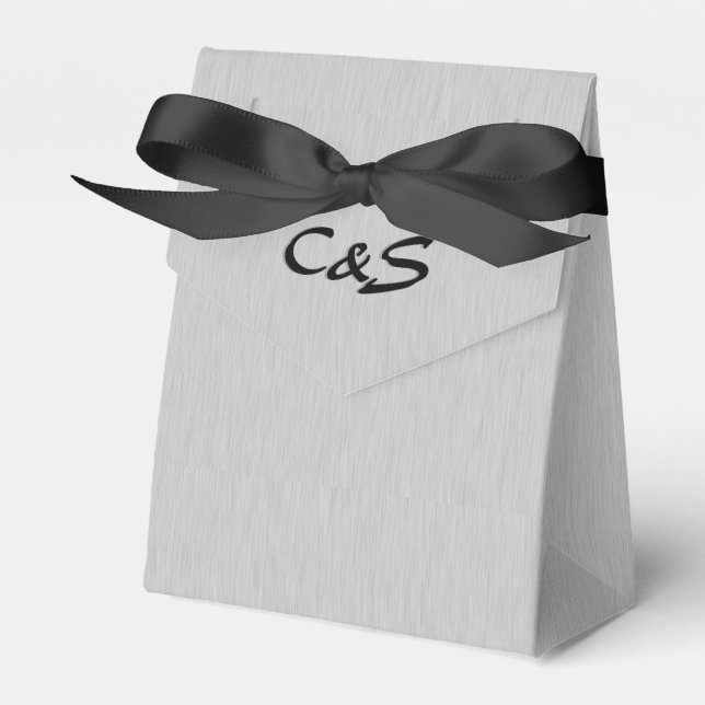 Pinselsilber Mit Monogramm Gefälligkeitsboxen Geschenkschachtel (Vorderseite)