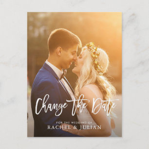 Pinselskript ändert das Foto des Datums Postkarte