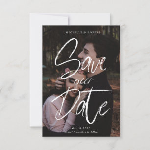 Pinselskript-Foto Save the Date Einladung