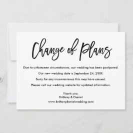 Pinselskriptänderung von Plänen Neue Hochzeitdaten Save The Date