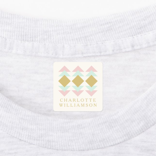 Pinselspitze und geometrischer Personalisierter Na Etiketten (Befestigt)