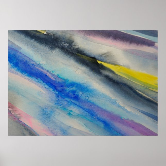 Pinselstrich, Abstrakte Aquarellfarbe Poster (Vorne)