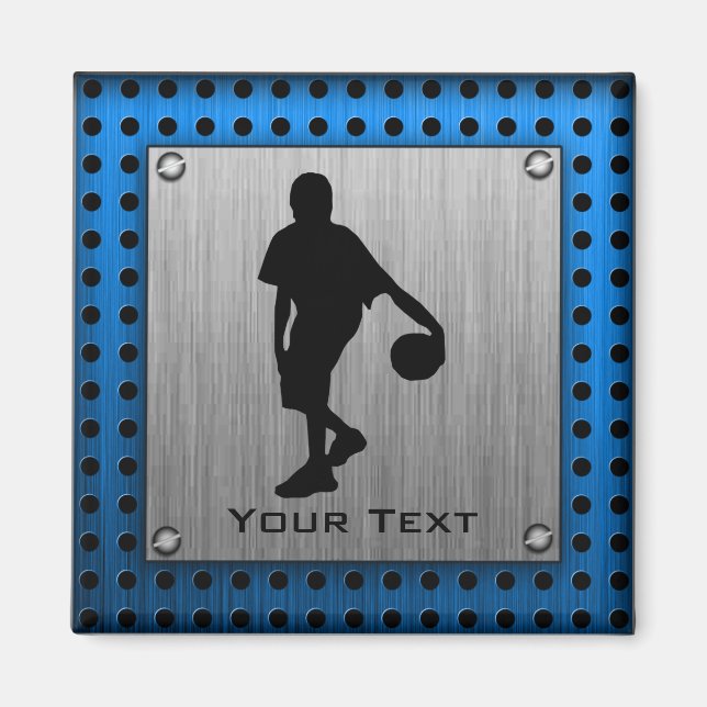 Pinselstrich ALuminum look Basketball Player Magnet (Vorne)