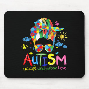 Pinselstrich Autismus-Bewusstsein Akzeptiere Liebe Mousepad