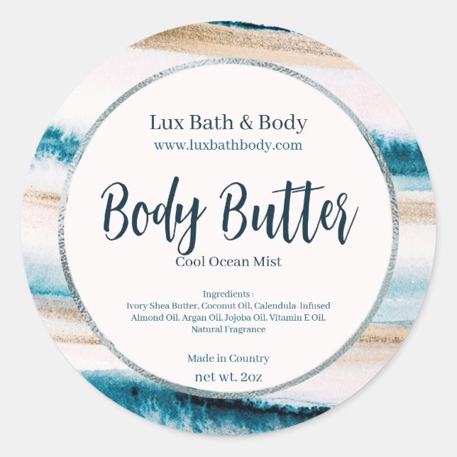 Pinselstrich, blaues, neutrales Silbertablett Runder Aufkleber (Vorderseite)