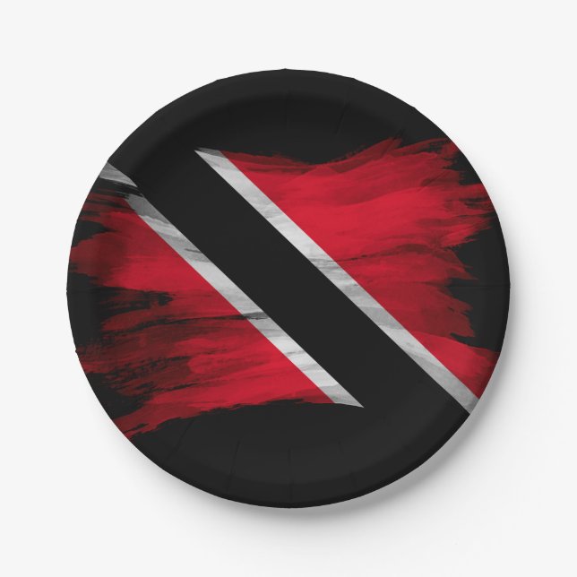 Pinselstrich der Flagge Trinidad und Tobago Pappteller (Vorderseite)