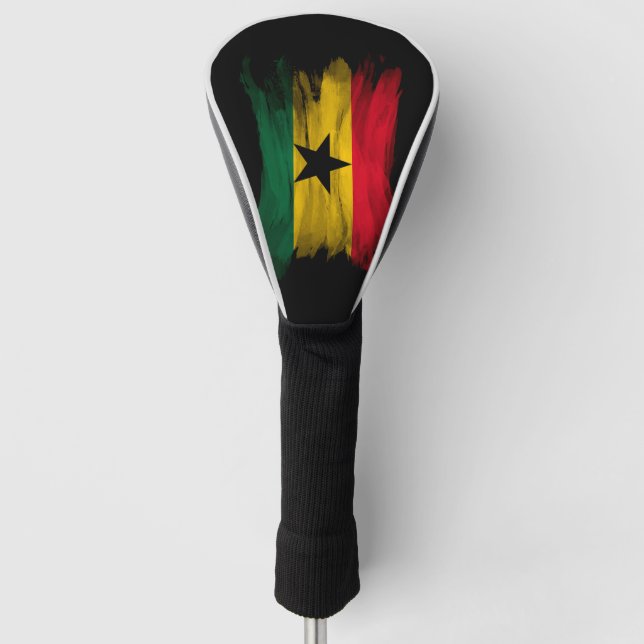 Pinselstrich der Ghana-Flagge, nationale Flagge Golf Headcover (Vorderseite)