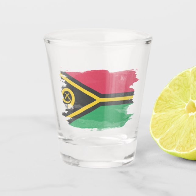 Pinselstrich der Vanuatu-Fahne Schnapsglas (Vorderseite)