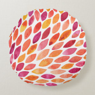 Pinselstrich, gelb und orange rundes kissen