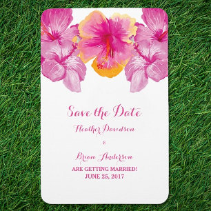Pinselstrich Hibiskus Floral Save the Date Flexi M Magnet