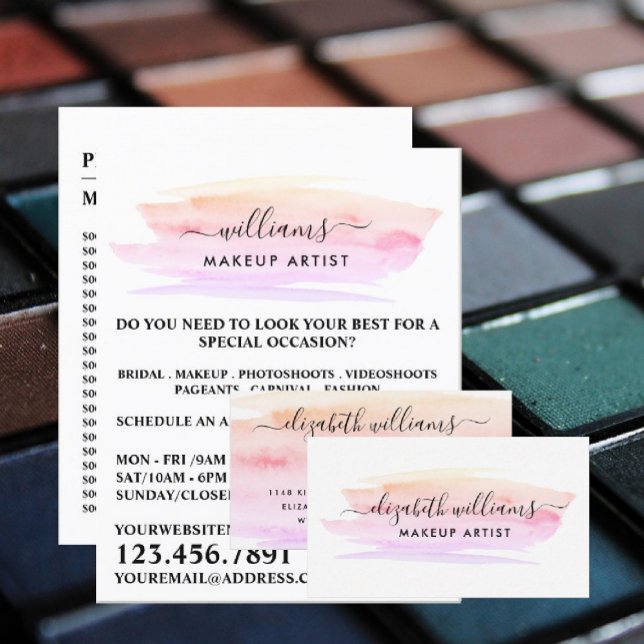 Pinselstrich in Aquarellfarbe, Make-up Artist Adve Flyer (Von Creator hochgeladen)
