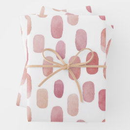 Pinselstrich in Aquarellfarbe. Niedliches Blindmus Geschenkpapier Set