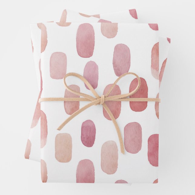 Pinselstrich in Aquarellfarbe. Niedliches Blindmus Geschenkpapier Set (Beispiel)