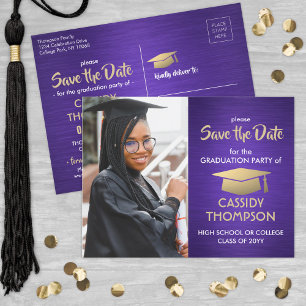 Pinselstrich Lila Abschluss Foto Save the Date Postkarte