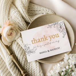 Pinselstrich mit schwarzer Flora Danke Mitteilungskarte