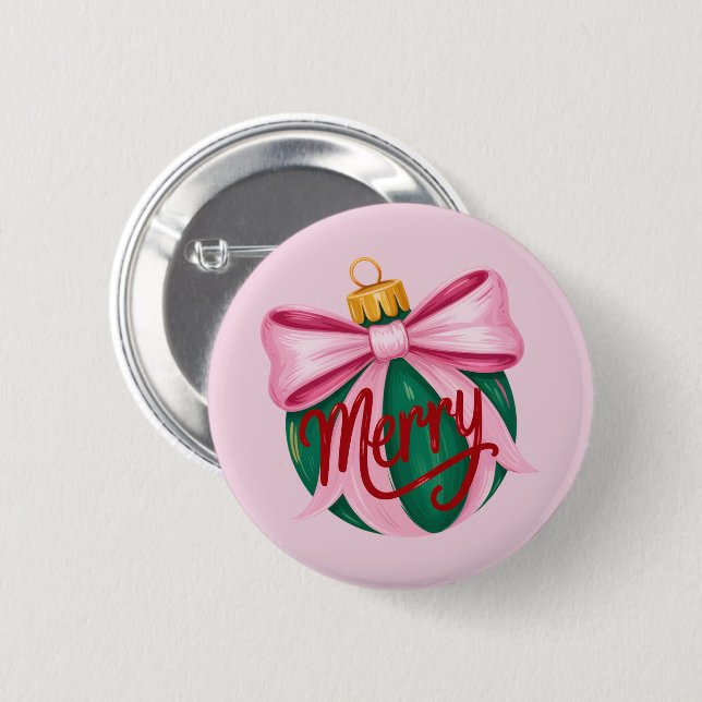 Pinselstrich Ornament Preppy Xmas Coquette Xmas Button (Vorne & Hinten)