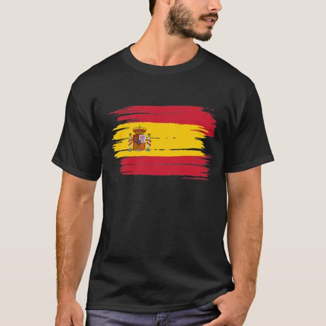 Pinselstrich Spanien Fahne T-Shirt (Vorderseite)