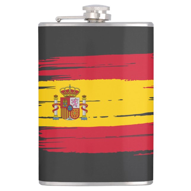 Pinselstrich Spanienflagge Flachmann (Vorderseite)