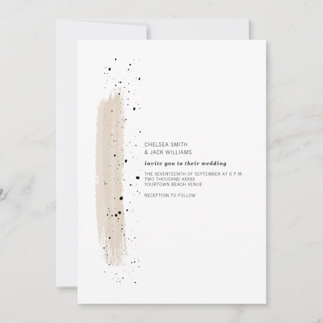 Pinselstrich Speckle Pink Minimalistisch Moderne H Einladung (Vorderseite)