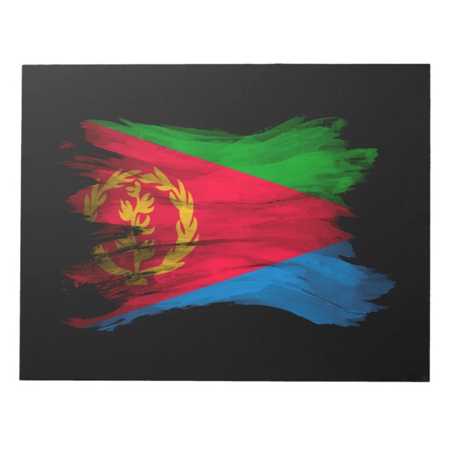 Pinselstrich unter der Flagge von Eritrea, nationa Notizblock (Vorderseite)