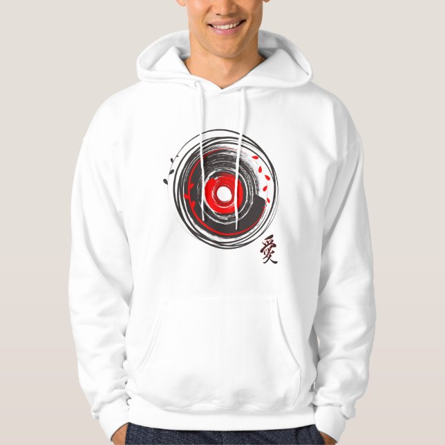 Pinselstrich Vinyl Record mit der Word-Liebe Hoodie (Vorderseite)