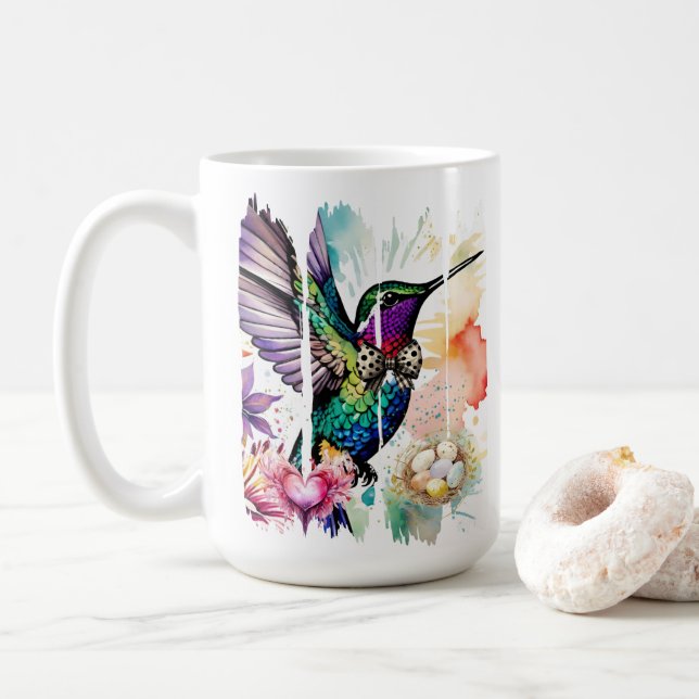 Pinselstrich-Vogel-Kunst Kaffeetasse (Mit Donut)