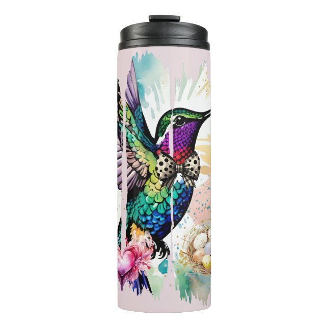 Pinselstrich-Vogelkunst Thermosbecher (Vorderseite)
