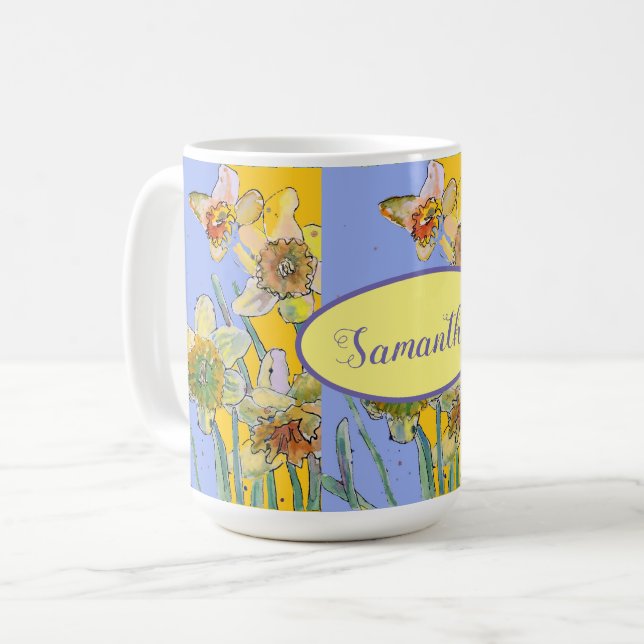 Pinselstrich Wasserfarbe Lavendel Kaffeetasse (Vorderseite Links)