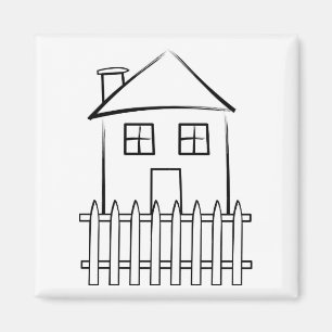 Pinselstrich White Picket Zaun House Magnet