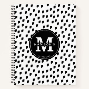 Pinselstrichbuch für Schwarz und Weiß Notizbuch