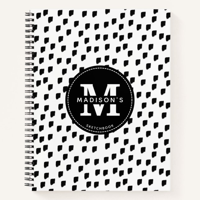 Pinselstrichbuch für Schwarz und Weiß Notizbuch (Vorderseite)