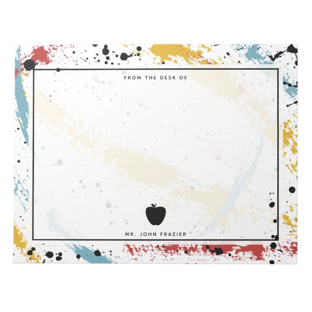 Pinselstriche Abstrakt Art Lehrer Apple Notizblock (Vorderseite)