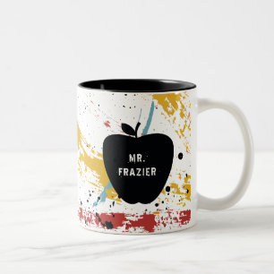 Pinselstriche Abstrakt Art Teacher Apple Zweifarbige Tasse