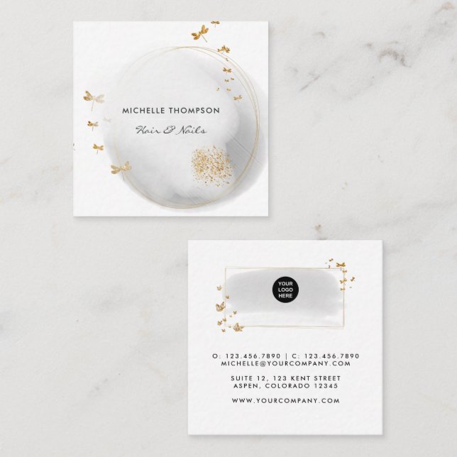 Pinselstriche Doodle Square Business Card Quadratische Visitenkarte (Vorne/Hinten)