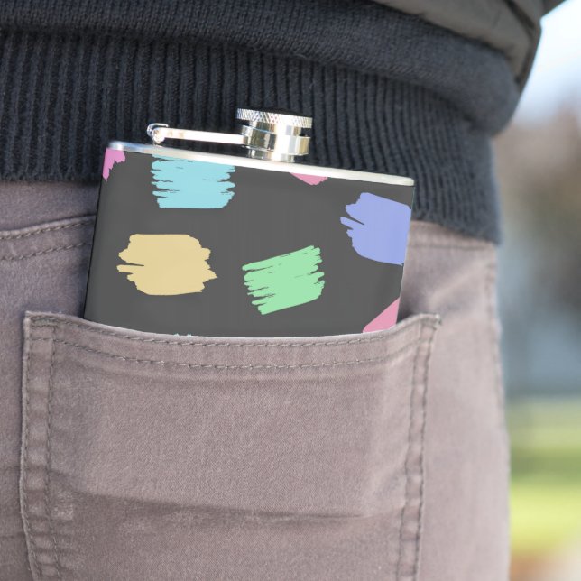 Pinselstriche, farbenfrohe Pinselstriche Flachmann (Beispiel)