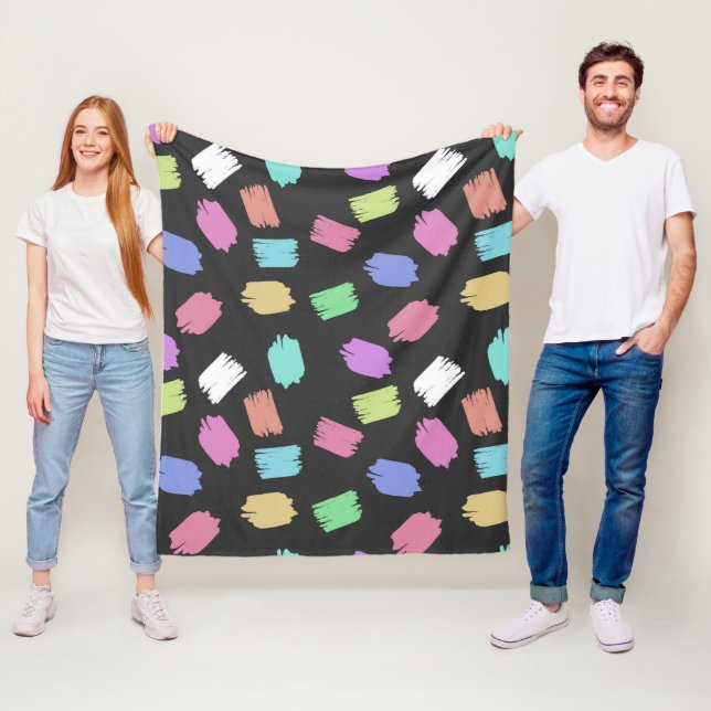 Pinselstriche, farbenfrohe Pinselstriche Fleecedecke (Beispiel)