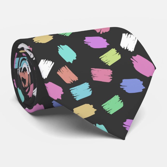 Pinselstriche, farbenfrohe Pinselstriche Krawatte (Gerollt)