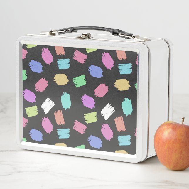 Pinselstriche, farbenfrohe Pinselstriche Metall Brotdose (Beispiel)