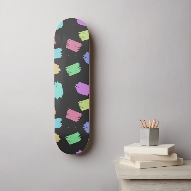 Pinselstriche, farbenfrohe Pinselstriche Skateboard (Wandkunst)