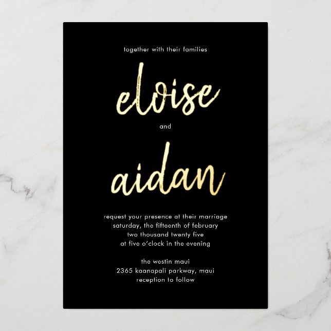 Pinselstriche für echte Foil Hochzeit Einladung in (Vorderseite)