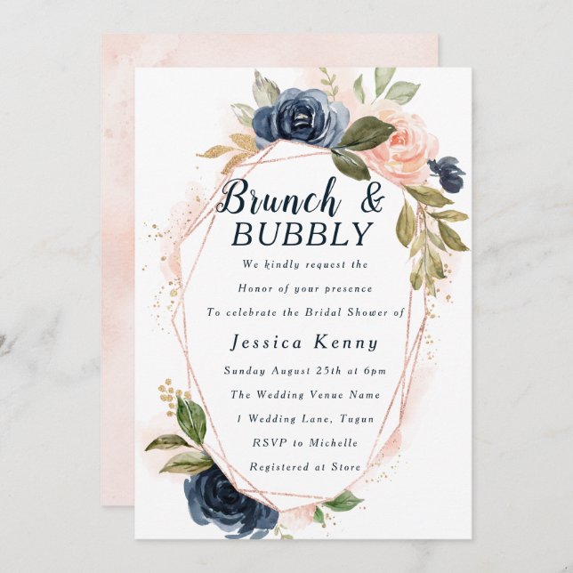 Pinselstriche für geometrisches Brautparty Einladung (Vorne/Hinten)