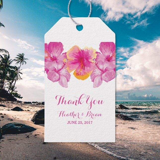 Pinselstriche für Hibiskus Geschenkanhänger (Brushed Hibiscus Floral Wedding Favor Tags)