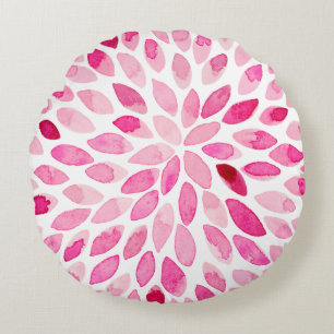 Pinselstriche für Wasserfarben - rosa Palette Rundes Kissen