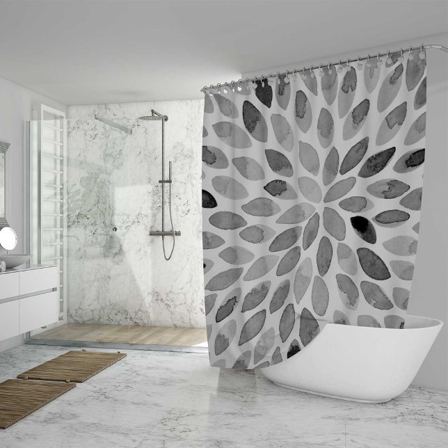 Pinselstriche für Wasserfarben - Schwarzweiß Duschvorhang (Von Creator hochgeladen)