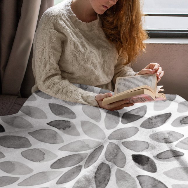 Pinselstriche für Wasserfarben - Schwarzweiß Fleecedecke (Von Creator hochgeladen)