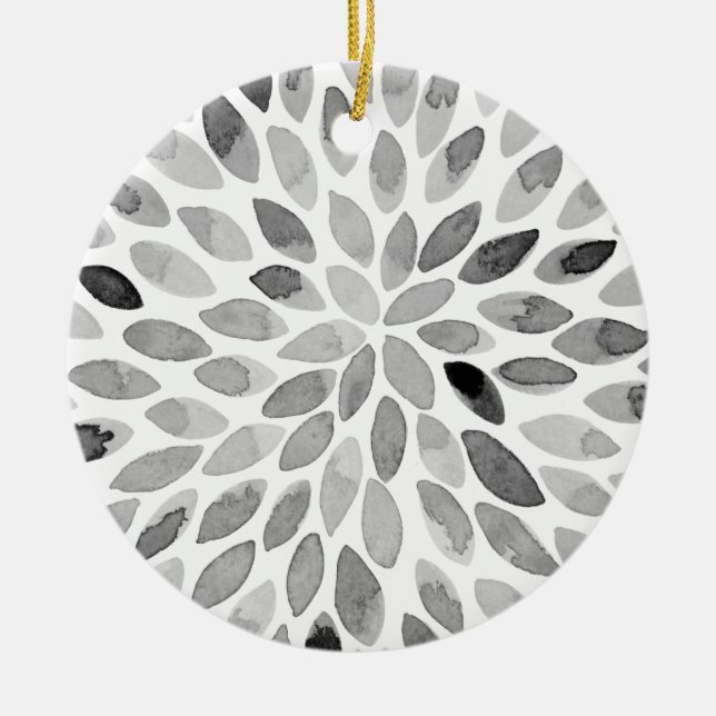 Pinselstriche für Wasserfarben - Schwarzweiß Keramik Ornament (Vorne)