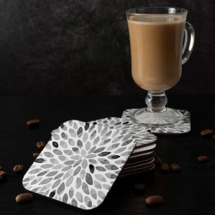 Pinselstriche für Wasserfarben - Schwarzweiß Rechteckiger Pappuntersetzer