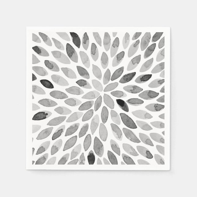 Pinselstriche für Wasserfarben - Schwarzweiß Serviette (Vorderseite)