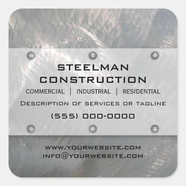 Pinselstriche Imitate Silver Metal-Look Werbeaktio Quadratischer Aufkleber (Vorderseite)