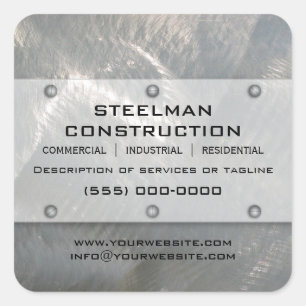 Pinselstriche Imitate Silver Metal-Look Werbeaktio Quadratischer Aufkleber